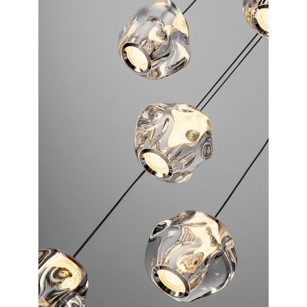 Lampadario LED nero opaco in metallo con paralume in vetro acrilico con intensità regolabile ø 30 cm Ifos – Nova Luce-image-2