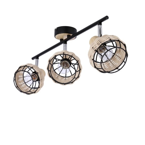 Lampada da soffitto nera e crema con paralume in metallo e rattan ø 12 cm Tajga - Candellux Lighting-image-2