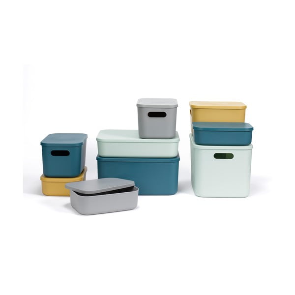 Scatola con coperchio grigia in plastica 35,5x25,5x23 cm – Homéa-image-3