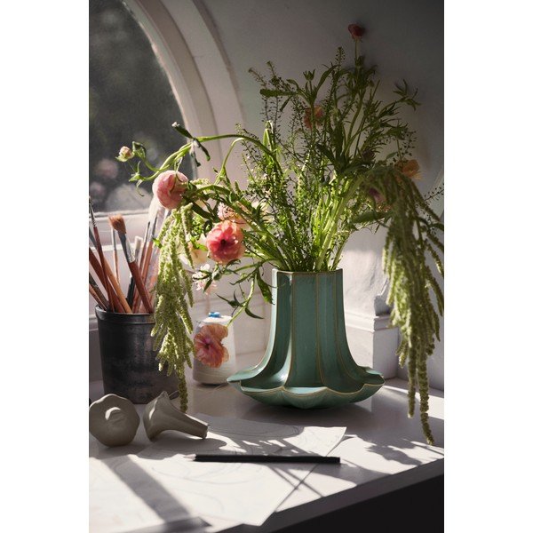 Vaso verde chiaro in ceramica (altezza totale 20,5 cm) Kantarel – Kähler Design-image-3