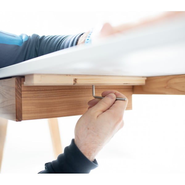 Scrivania bianca con base in frassino, lunghezza 85 cm Luka - Ragaba-image-4