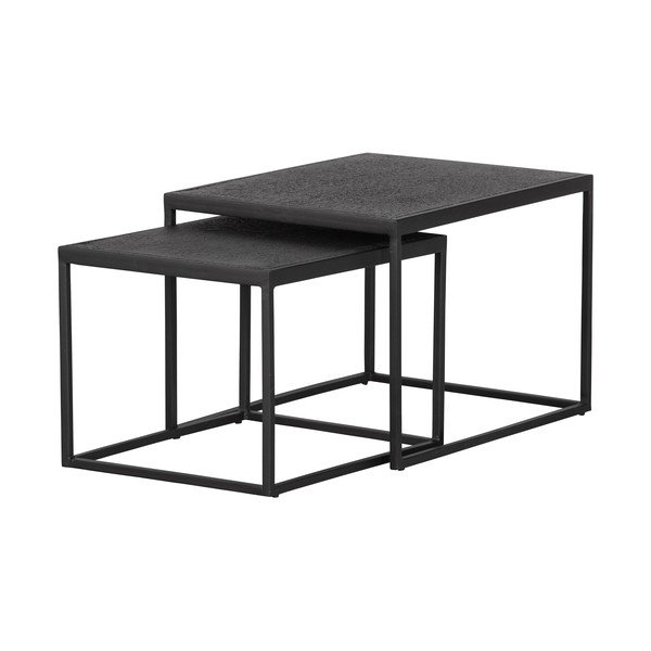 Set di 2 tavoli contenitori in metallo nero Febe - WOOOD