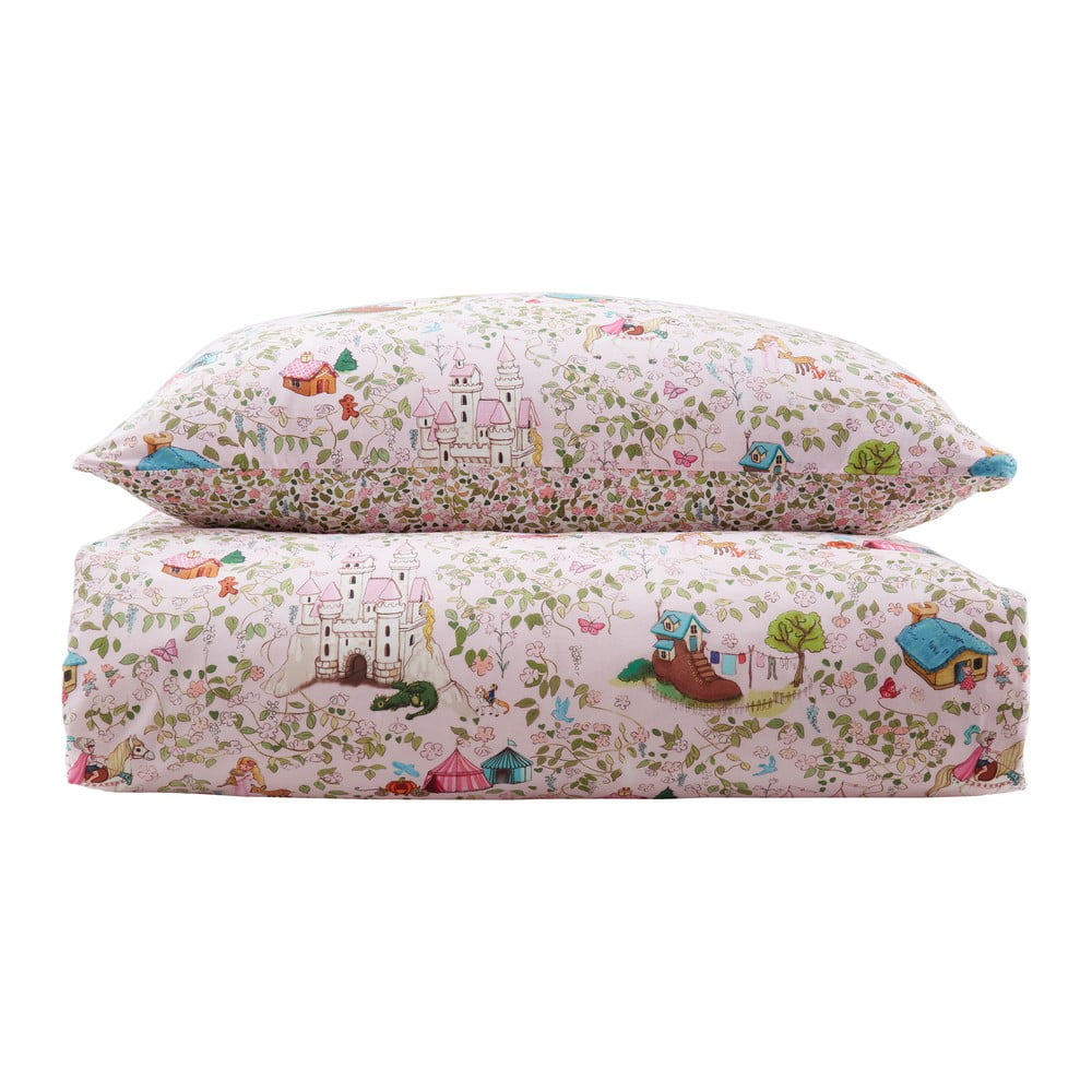 Set copripiumino e federa da bambini rosa in cotone per letto matrimoniale 200x200 cm Fairytale – Belle & Boo | Biancheria da letto per bambini