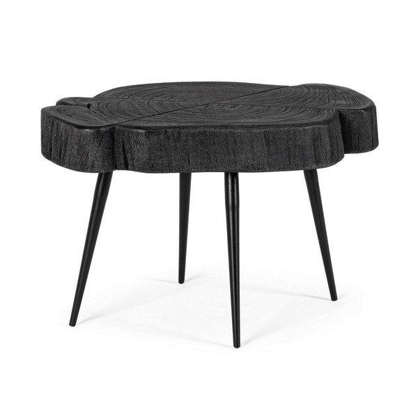 Tavolino da salotto nero con piano in acacia 35x46 cm Zakia – Bizzotto