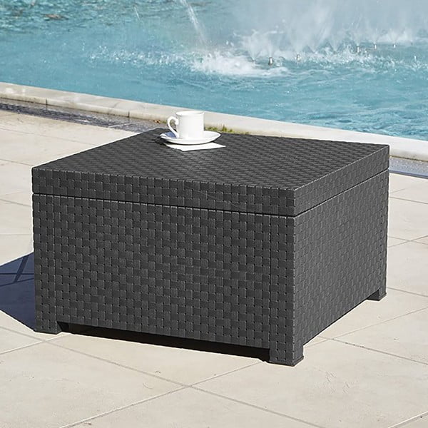 Tavolino da esterno grigio in rattan 56x56 cm - Juinsa-image-1