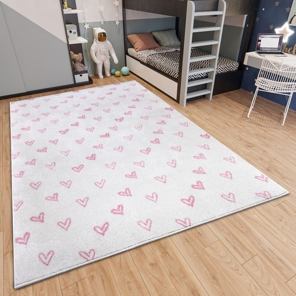 Tappeto per bambini rosa e bianco 120x170 cm Hearts - Hanse Home-image-1