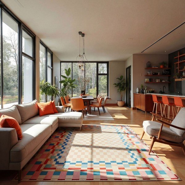 Tappeto in misto lana 180x230 cm Checkered Border – Flair Rugs-image-1