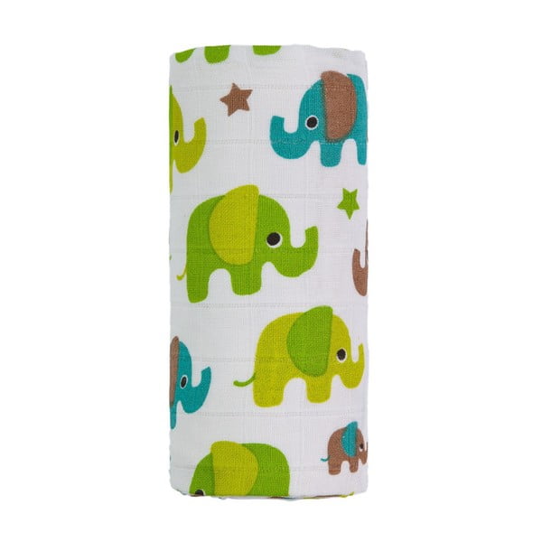 Asciugamano per bambini Elefante verde, 120 x 120 cm Green Elephants - T-TOMI