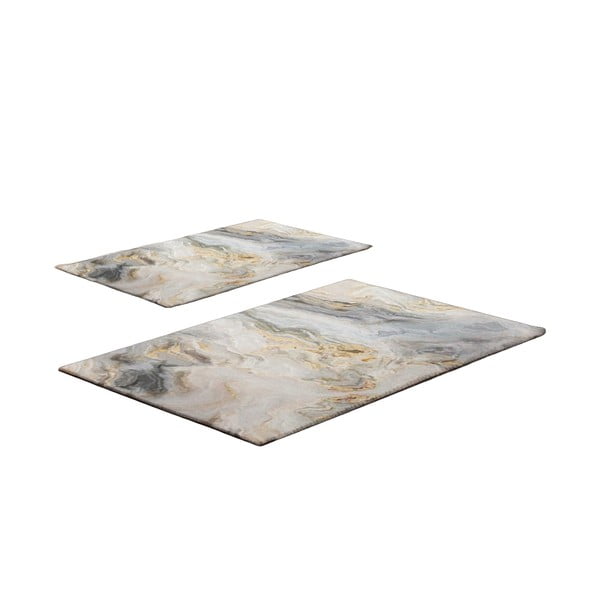 Set di tappetini per il bagno grigi/beige 2 pz 60x100 cm – Foutastic