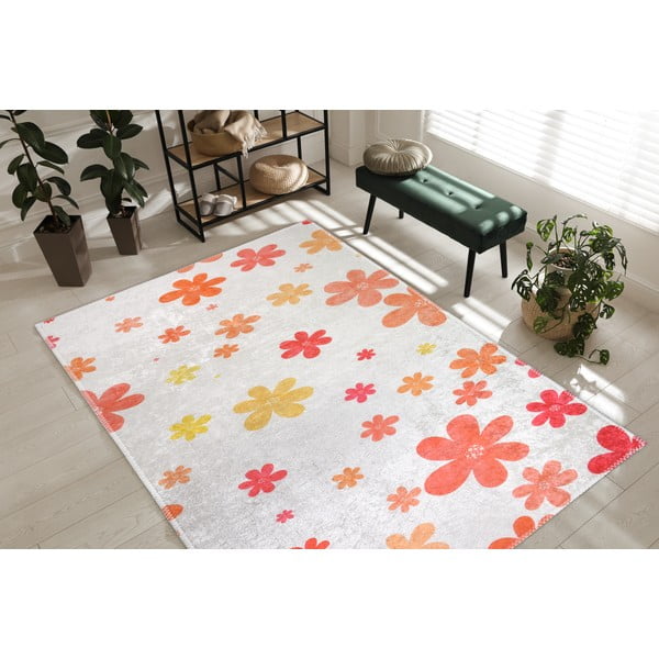 Tappeto per bambini arancione e avorio lavabile 60x100 cm Fall Flowers – Vitaus-image-1