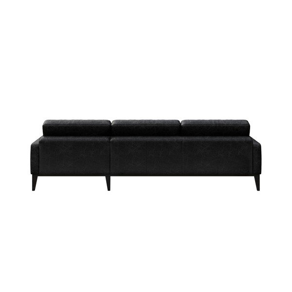 Divano angolare in pelle nera con inserti, angolo sinistro Musso - MESONICA-image-3
