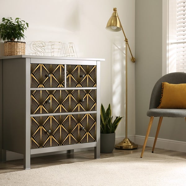 Carta da parati decorativa per mobili in nero e oro Draka - Ambiance-image-3