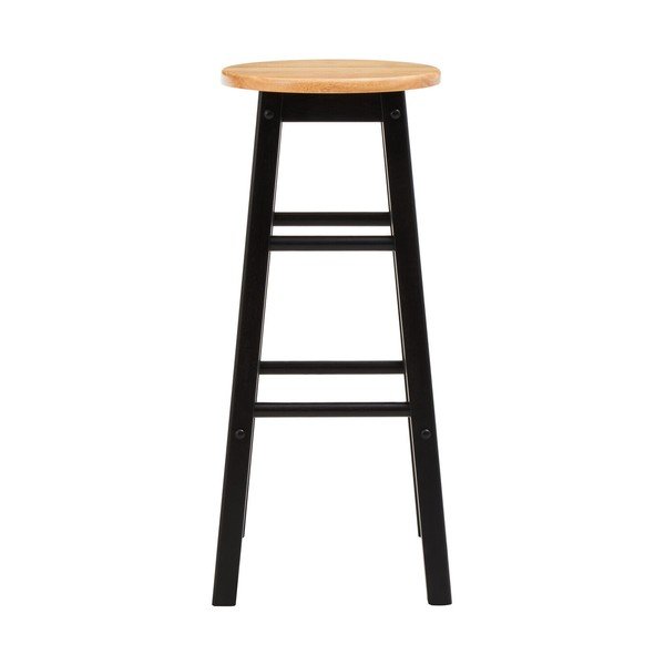 Sedia da bar nera/di colore naturale in legno di cauciù massiccio (altezza della seduta 74 cm) Chester – Premier Housewares-image-2