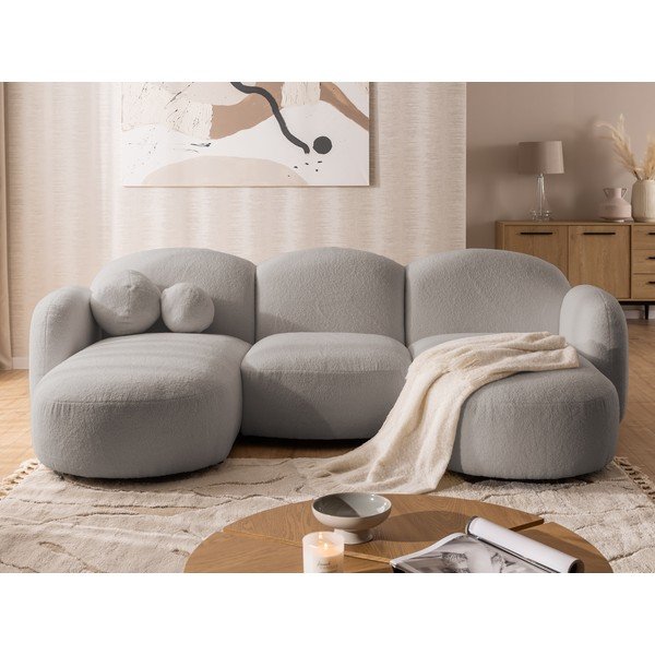 Divano angolare grigio (a U) con rivestimento in bouclé Orbit – Ropez-image-1