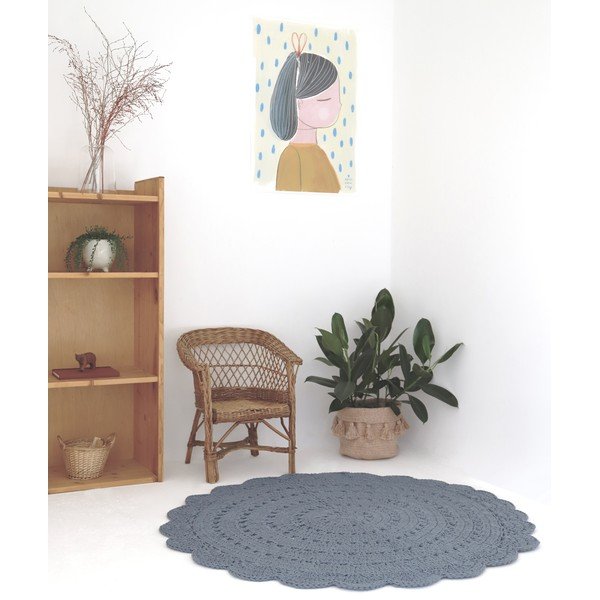 Tappeto grigio in cotone lavorato a mano, ø 120 cm Alma - Nattiot-image-1