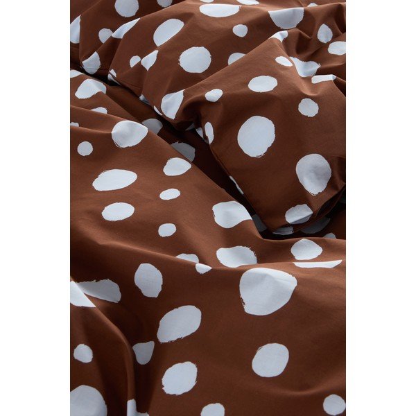 Set copripiumino e federa azzurro/marrone in cotone per letto matrimoniale/per letto esteso 200x220 cm Rigmor Dot – Jotex-image-2