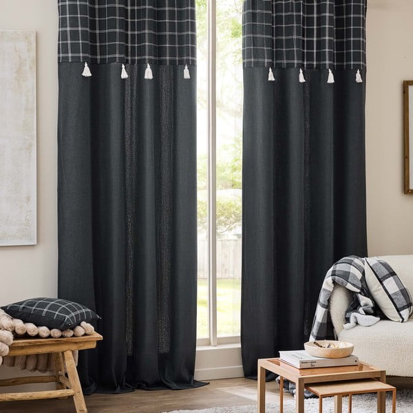 Tenda color antracite in misto cotone 140x240 cm Everest – douceur d'intérieur-image-3