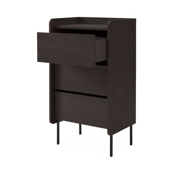 Cassettiera alta nera in rovere 60x108,5 cm Wrap - Bonami Selection-image-3