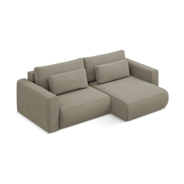 Divano angolare marrone chiaro allungabile/con contenitore (con penisola a destra/con chaise lounge) Kapua – Makamii-image-2