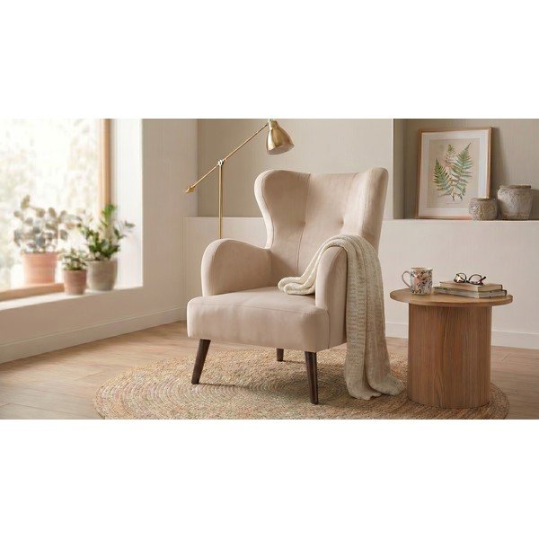 Poltrona in velluto beige Noemye - Bonami Essentials-image-1