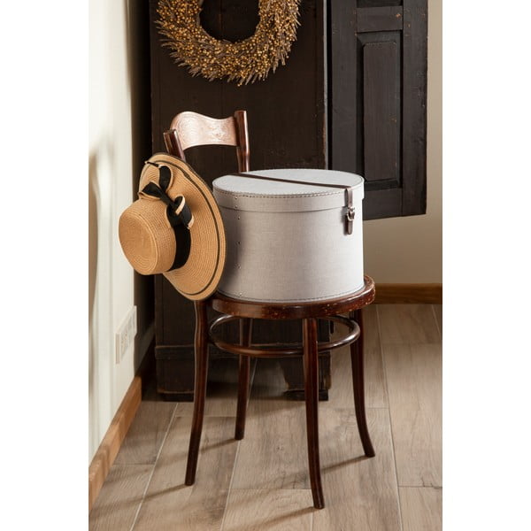 Scatole in set con coperchio grigio chiaro in cartone 2 pz ø 37,5x25,5 cm Rut Canvas Paper Laminate – Bigso-image-1