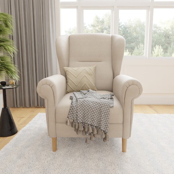 Poltrona con braccioli beige Swan – Ropez-image-1