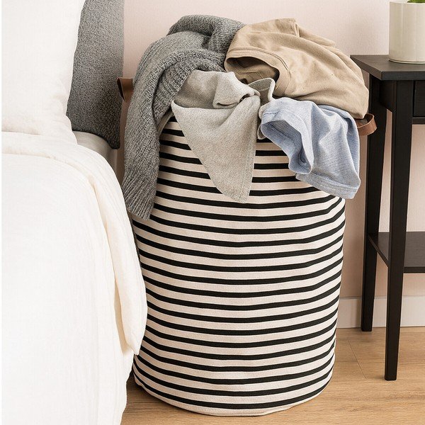 Cesta per il bucato bianca e nera in tessuto 54 l Stripe – Premier Housewares-image-2
