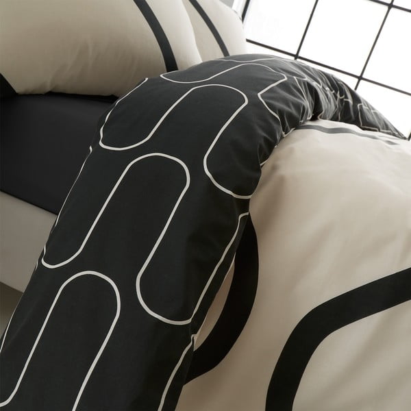 Biancheria da letto nera e beige 200x135 cm Linear Curve - Catherine Lansfield-image-4