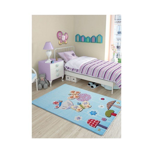 Tappeto blu per bambini Effetto, 100 x 150 cm - Confetti
