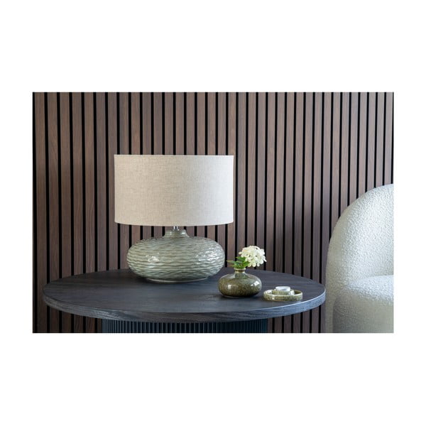 Lampada da tavolo in ceramica kaki con paralume in tessuto (altezza 44 cm) Oldham - House Nordic-image-2