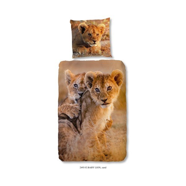 Biancheria da letto singola in cotone Baby Lion, 140 x 200 cm - Good Morning