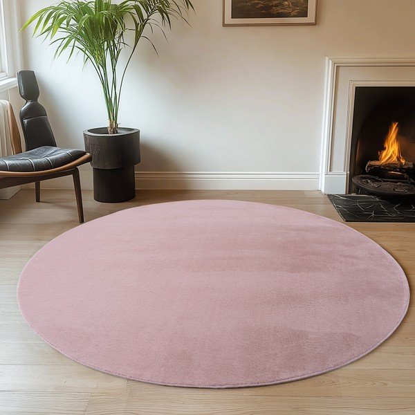 Tappeto rotondo rosa chiaro lavabile ø 160 cm Joy – Ayyildiz Carpets-image-1