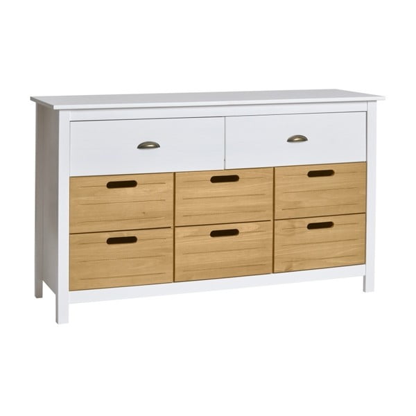Cassettiera in pino massiccio bianco con 8 cassetti Ibiza - Marckeric-image-1