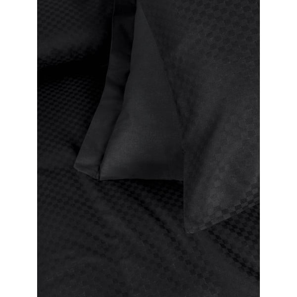 Set copripiumino e federa nero in cotone renforcé per letto matrimoniale ed esteso 240x220 cm Checkered – Mila Home Luxury-image-3