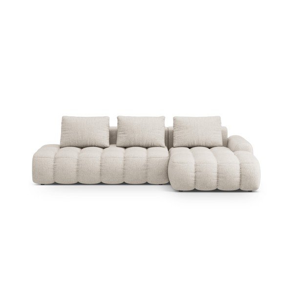 Divano angolare beige allungabile/con contenitore (con penisola a destra/con chaise lounge) Linz – Cosmopolitan Design