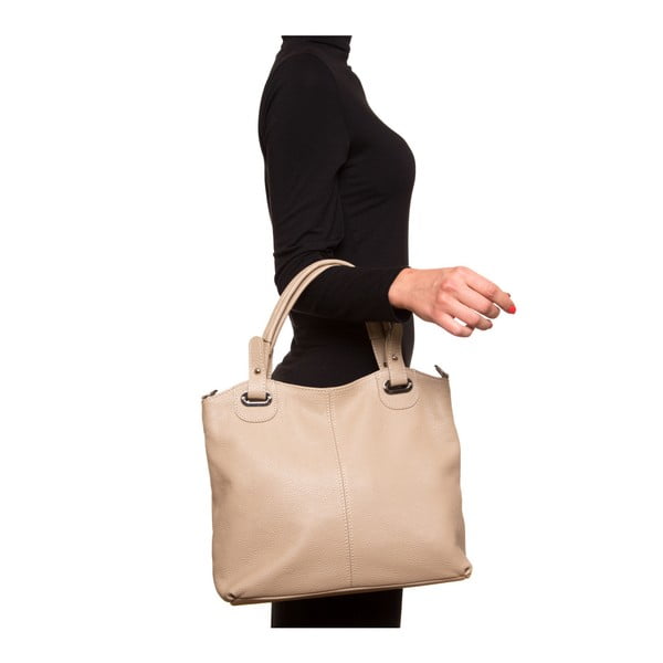 Šedohnědá kožená kabelka Luisa Vannini Nena-image-4