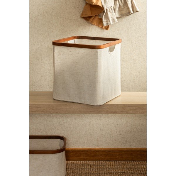 Scatola color crema in tessuto 30x30x30 cm Bamboo/Linen Cube – Bigso-image-1