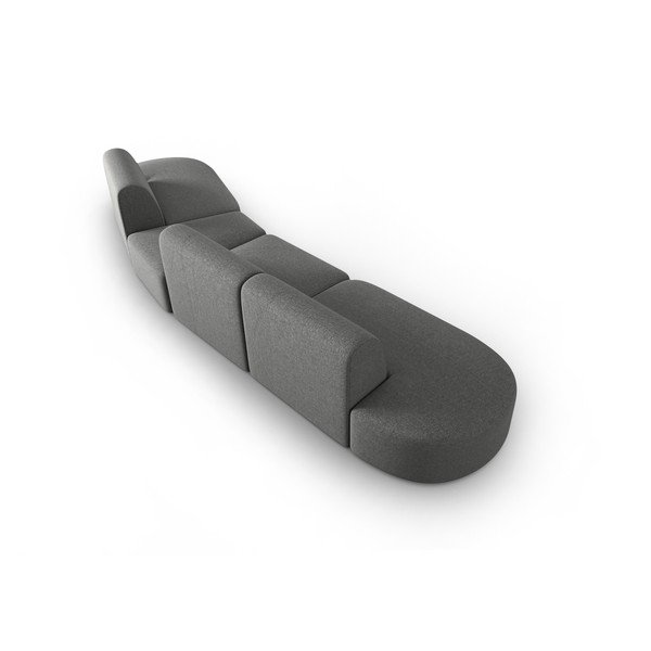 Divano grigio con penisola a destra con rivestimento in ciniglia 428 cm Paolo – Milo Casa-image-3