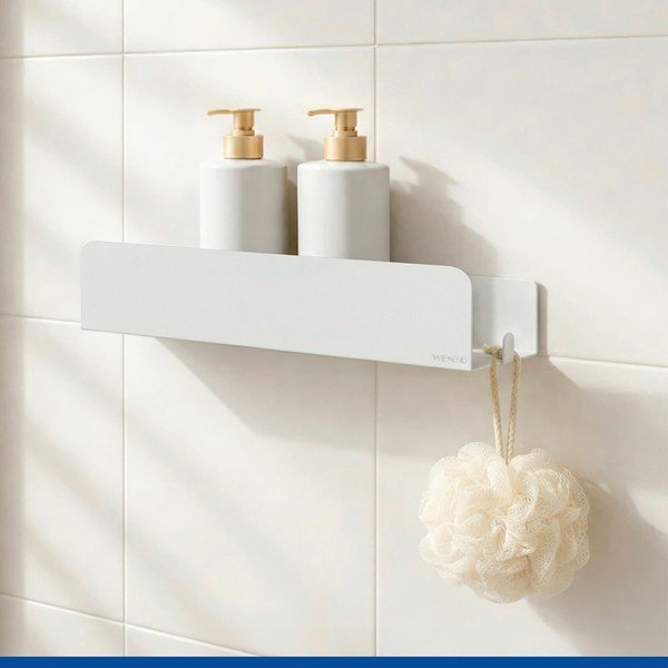 Mensola da bagno senza foratura bianca in acciaio inox con aggancio Turbo-loc Lizan – Wenko-image-2