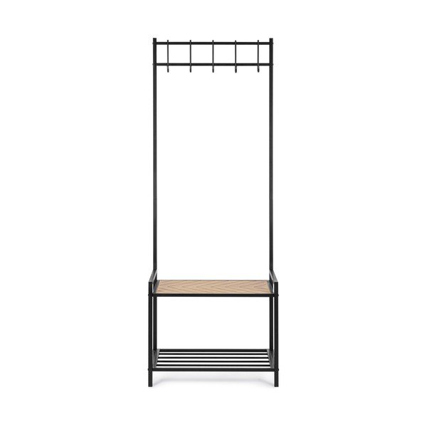 Attaccapanni da parete nero/di colore naturale in metallo con scaffale 64,5 cm Haldor – Yes Everyday-image-1