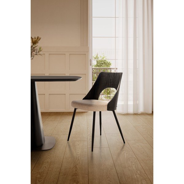 Sedie da pranzo in set nere/color crema in imbottito 2 pz Gilda – MOME-image-1