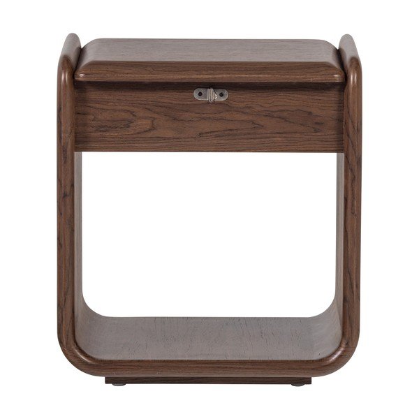 Comodino colore naturale scuro con ripiani Elura – WOOOD-image-3