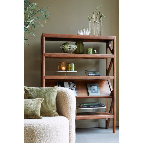Libreria in legno massiccio di acacia marrone 120x160 cm Yuki - Light & Living-image-2