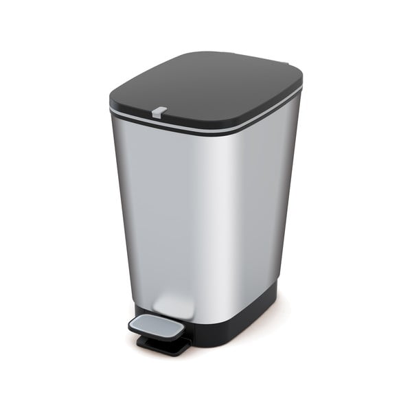 Cestino per la spazzatura argentato in plastica con pedale 25 l Chic Bin M – KIS