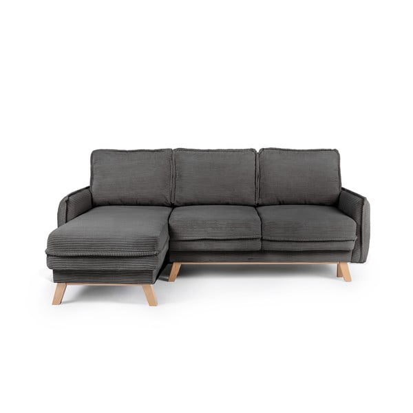 Divano letto variabile in velluto a coste grigio divano angolare Tori - Bonami Selection