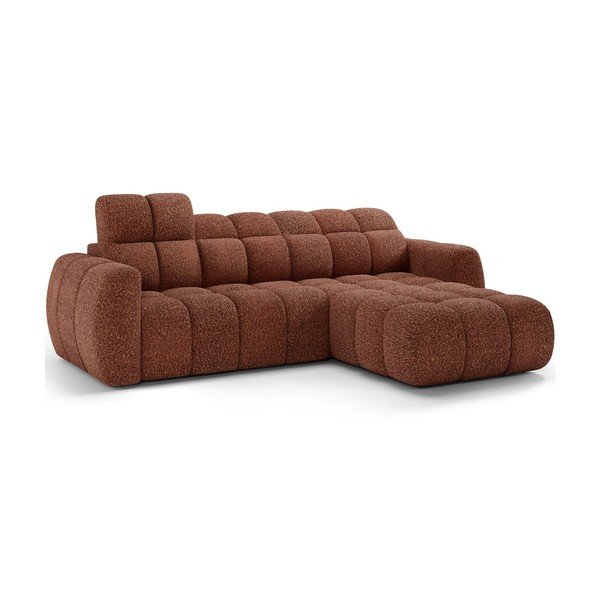 Divano angolare rosso (con penisola a destra/con chaise lounge) con rivestimento in bouclé Fanito – ELTAP-image-2