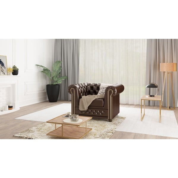 Poltrona in similpelle marrone scuro York - Ropez-image-1