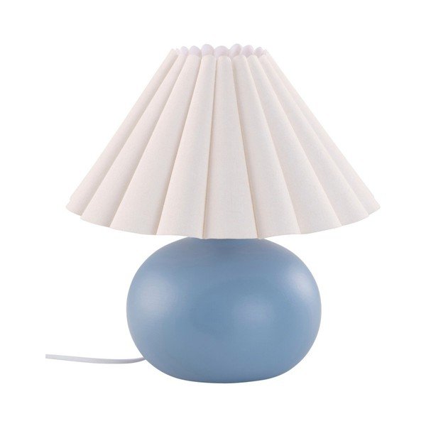 Lampada da tavolo bianca/blu in ceramica (altezza totale 34 cm) Crasso – Jotex