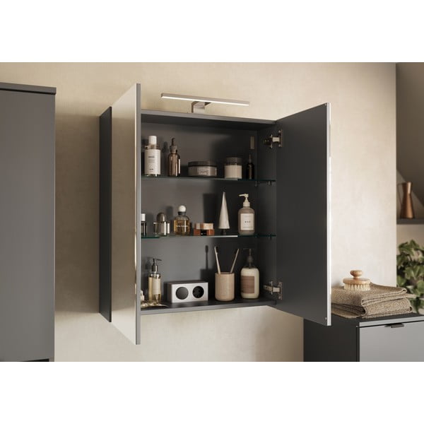 Mobile per bagno color antracite da appendere e con specchio 60x71 cm Arcena – Germania-image-1