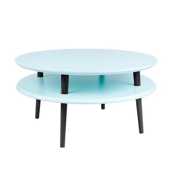 Tavolino turchese chiaro con gambe nere UFO, Ø 70 cm - Ragaba